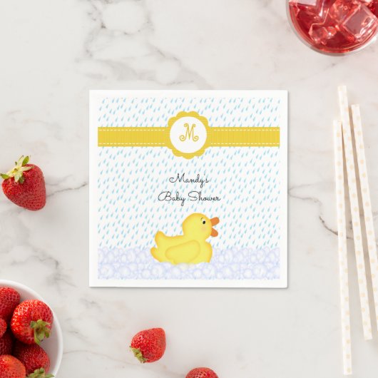 Monogrammed Rubber Ducky Baby shower Napkins Servet (Insitu)
