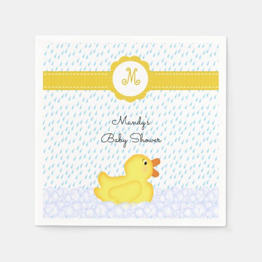Monogrammed Rubber Ducky Baby shower Napkins Servet (Voorkant)