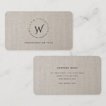 Monogrammed Rustic Beige Linen Elegant Script