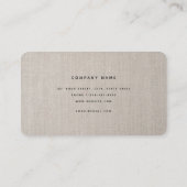 Monogrammed Rustic Beige Linen Elegant Script Visitekaartje (Achterkant)