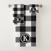 Monogrammed Rustic Black White Buffalo Plays Bad Handdoek (Insitu)