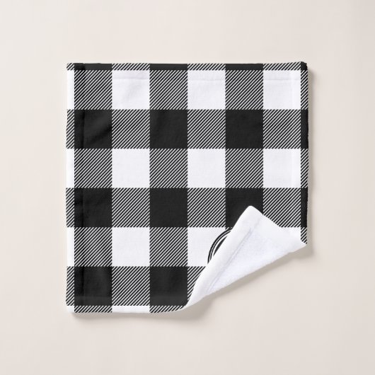 Monogrammed Rustic Black White Buffalo Plays Bad Handdoek (Wasdoekje)