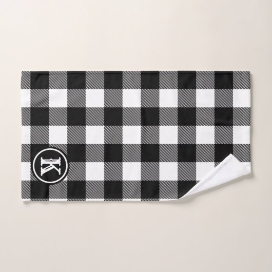 Monogrammed Rustic Black White Buffalo Plays Bad Handdoek (Handdoek)