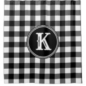 Monogrammed Rustic Black White Buffalo Plays Douchegordijn (Voorkant)