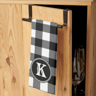 Monogrammed Rustic Black White Buffalo Plays Theedoek