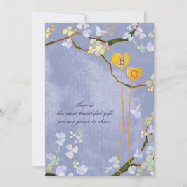 Monogrammed Rustic Blue Country Wedding Kaart