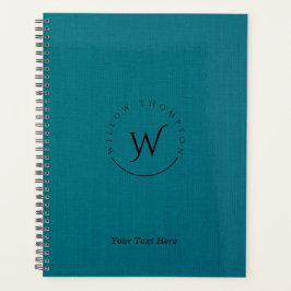 Monogrammed Rustic Blue Linen Elegant Script Planner