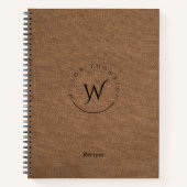 Monogrammed Rustic Brown Linen Elegant Recipes Notitieboek (Voorkant)