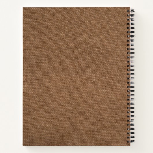 Monogrammed Rustic Brown Linen Elegant Script Notitieboek (Achterkant)
