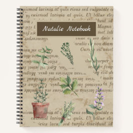 Monogrammed Rustic country herbalist garden trendy Notitieboek