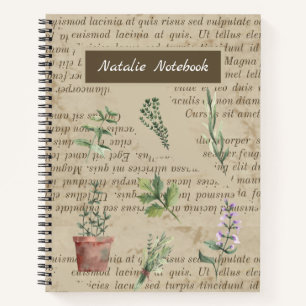 Monogrammed Rustic country herbalist garden trendy Notitieboek