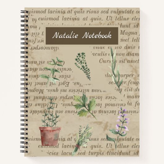 Monogrammed Rustic country herbalist garden trendy Notitieboek (Voorkant)