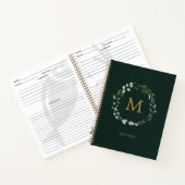 Monogrammed Rustic Green Salie Leaf Krans Recept Notitieboek (Binnen)