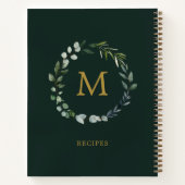 Monogrammed Rustic Green Salie Leaf Krans Recept Notitieboek (Achterkant)