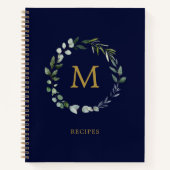 Monogrammed Rustic Green Salie Leaf Krans Recept Notitieboek (Voorkant)