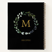 Monogrammed Rustic Green Salie Leaf Krans Recept Notitieboek (Achterkant)