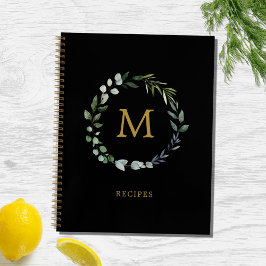 Monogrammed Rustic Green Salie Leaf Krans Recept Notitieboek