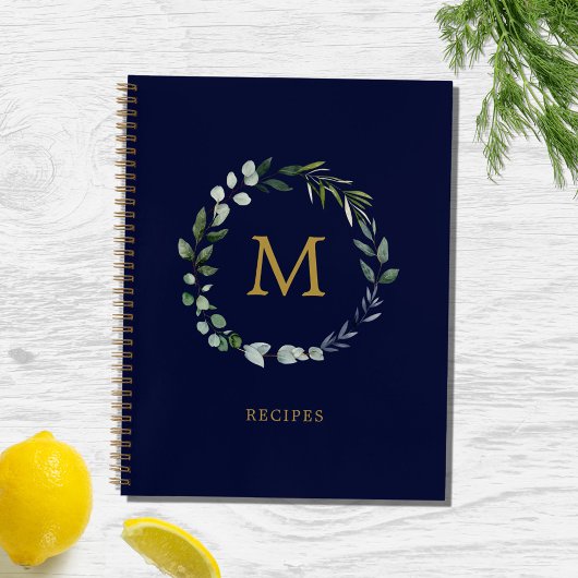 Monogrammed Rustic Green Salie Leaf Krans Recept Notitieboek