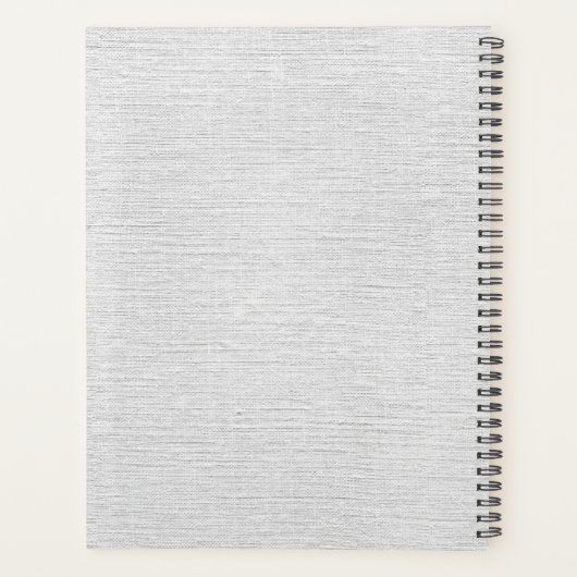 Monogrammed Rustic Grey Linen Elegant Script Planner (Achterkant)