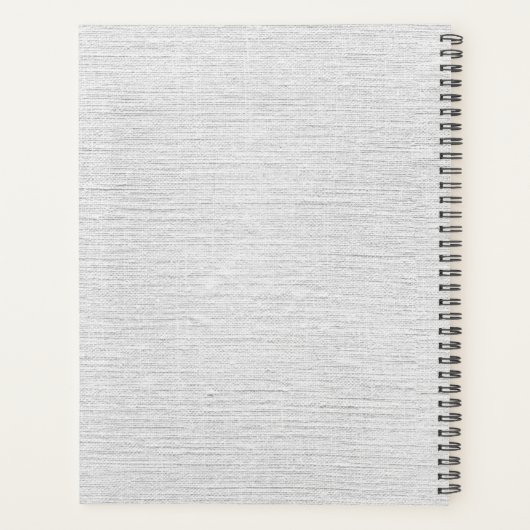 Monogrammed Rustic Grey Linen Elegant Script Planner (Achterkant)