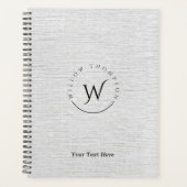 Monogrammed Rustic Grey Linen Elegant Script Planner (Voorkant)
