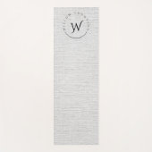 Monogrammed Rustic Grey Linen Elegant Script Yogamat (Voorkant)