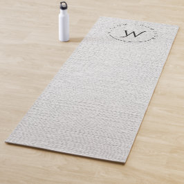 Monogrammed Rustic Grey Linen Elegant Script Yogamat