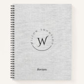 Monogrammed Rustic Grey Linen Script Recipe Notitieboek (Voorkant)