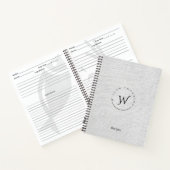 Monogrammed Rustic Grey Linen Script Recipe Notitieboek (Binnen)
