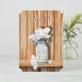 Monogrammed Rustic Mason Jar en Pink Peonies Kaart (Staand voorkant)