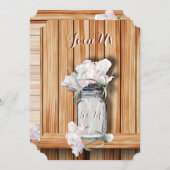 Monogrammed Rustic Mason Jar en Pink Peonies Kaart (Voorkant / Achterkant)