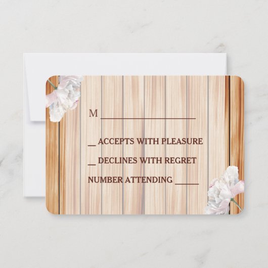 Monogrammed Rustic Mason Jar en Pink Peonies RSVP Kaartje (Achterkant)