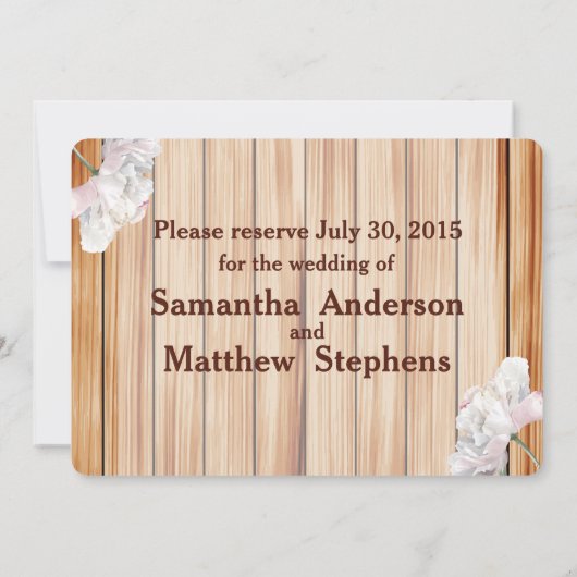 Monogrammed Rustic Mason Jar en Pink Peonies Save The Date (Achterkant)