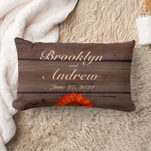 Monogrammed Rustic Wedding Kussens Sunflower (Deken)