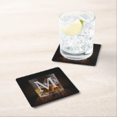 Monogrammed Rustic Whiskey Glass Kartonnen Onderzetters (Insitu)