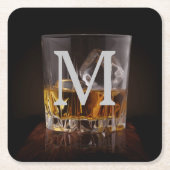 Monogrammed Rustic Whiskey Glass Kartonnen Onderzetters (Voorkant)