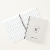 Monogrammed Rustic White Linen Elegant Script Notitieboek (Binnen)