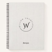 Monogrammed Rustic White Linen Script Recipe Notitieboek (Voorkant)