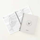 Monogrammed Rustic White Linen Script Recipe Notitieboek (Binnen)