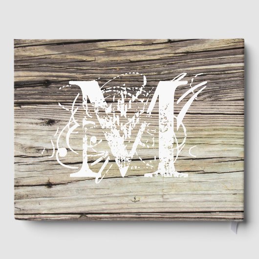 Monogrammed Rustic Wood Boards Guest Book Gastenboek (Achterkant)