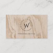 Monogrammed Rustic Wood Elegant Script Visitekaartje (Voorkant)
