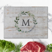 Monogrammed Rustic Wood Green Leaf Krans Snijplank