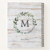 Monogrammed Rustic Wood Green Leaves Receptenboek Notitieboek (Achterkant)