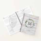 Monogrammed Rustic Wood Green Leaves Receptenboek Notitieboek (Binnen)