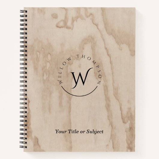 Monogrammed Rustic Wood Texture Elegant Journal Notitieboek (Voorkant)