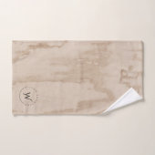 Monogrammed Rustic Wood Texture Elegant Script Bad Handdoek (Handdoek)