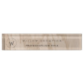 Monogrammed Rustic Wood Texture Elegant Script Naambordje (Voorkant)