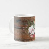 Monogrammed Rustic Wood Vintage Flowers Koffiemok (Voorkant links)