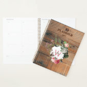 Monogrammed Rustic Wood Vintage Flowers Planner (Display)