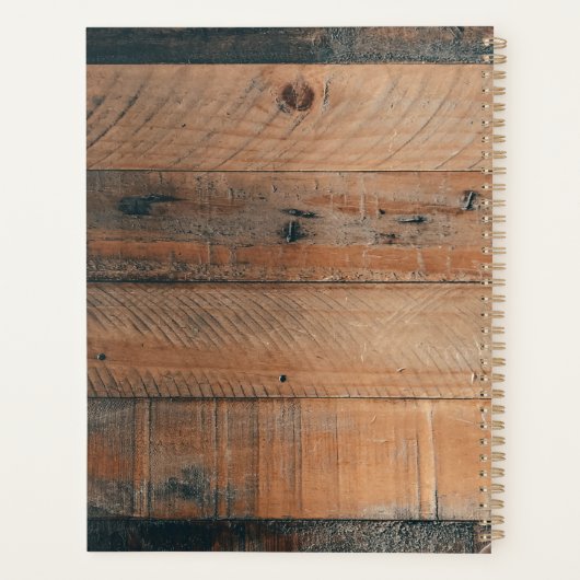 Monogrammed Rustic Wood Vintage Flowers Planner (Achterkant)